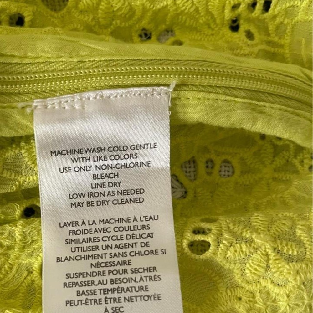 Maeve by Anthropologie Chartreuse Neon Yellow Eyelet Peplum Cami Top Size xl - Picture 4 of 8